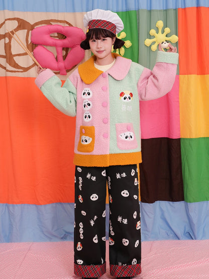 NIKKOU - Panda Bun Print Wide-Leg Pants pants Nikkou home