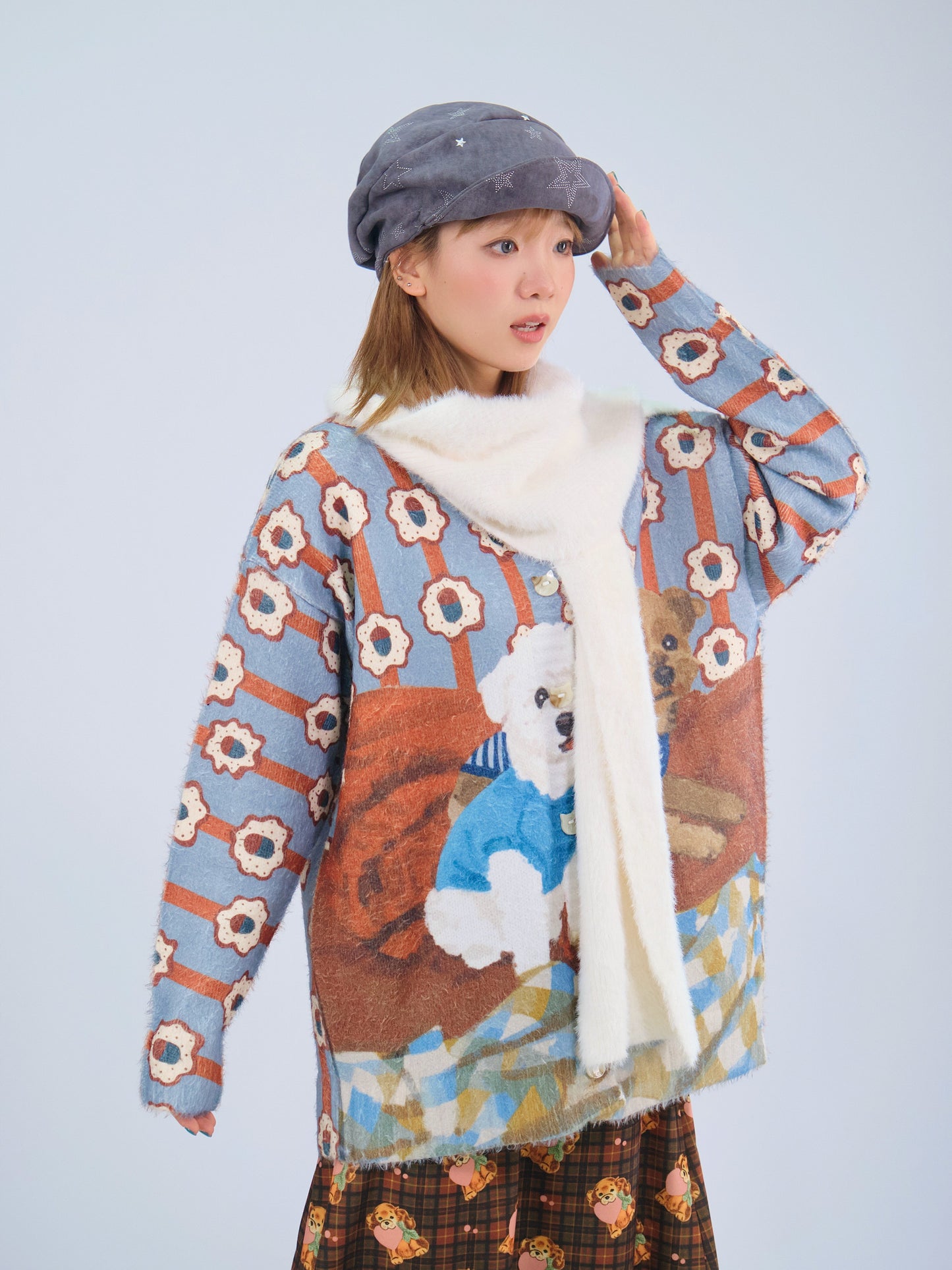MeowMeow Bug - Kawaii Oak Dog Knit Cardigan