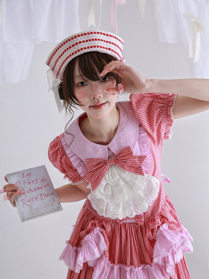 SOS MEME CLUB - Pink Stripe Sailor Hat hat SOS MEME CLUB