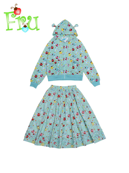 FruFru - Kawaii Hoodie Skirt Set Blue Beetle Print set frufru