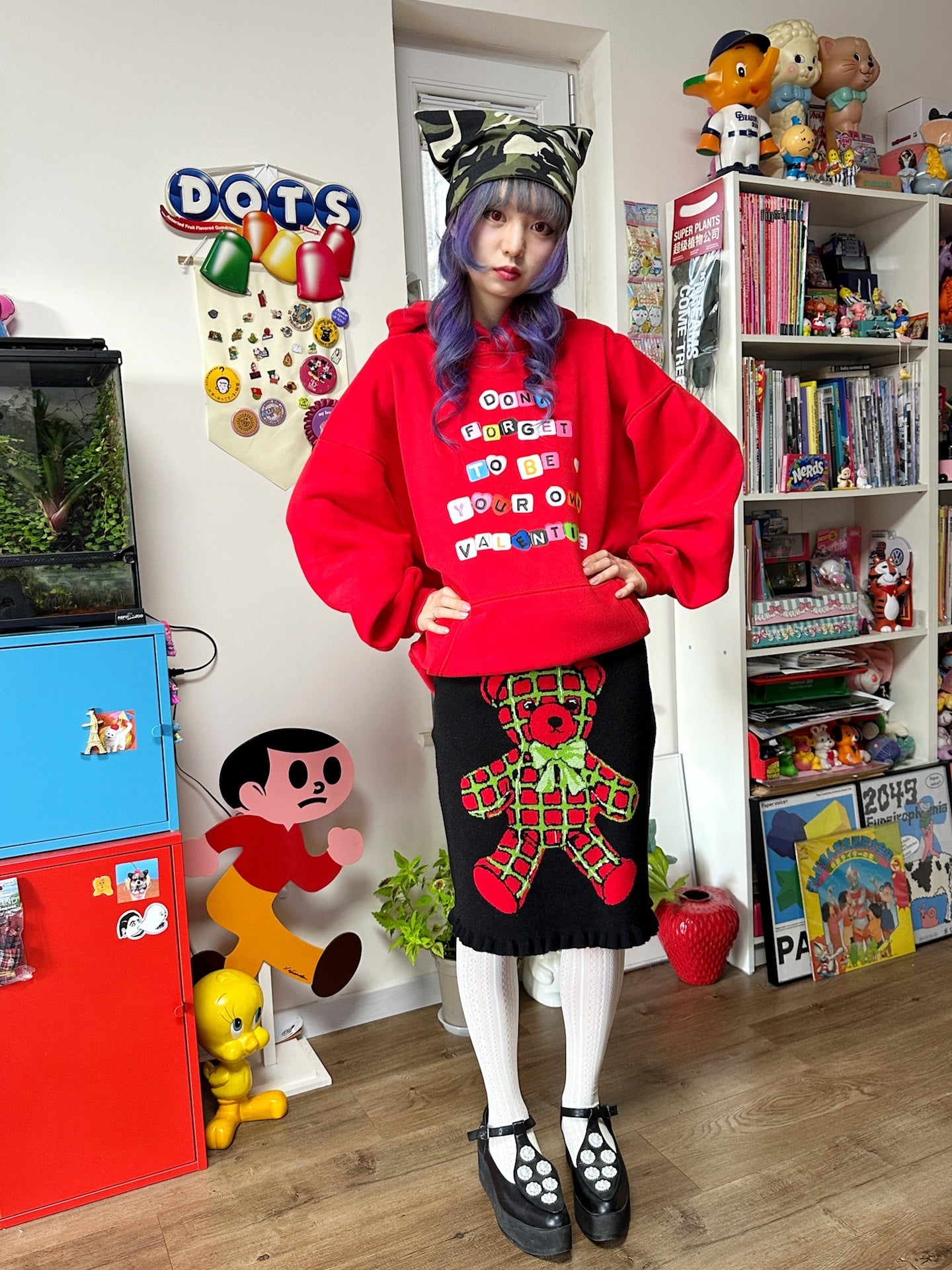 bunnybunnygun - Harajuku Red Fleece Hoodie hoodie bunnybunnygun