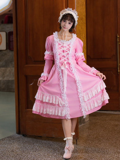 Nanjun Vintage - Pink Lolita Cotton Dress dress Nanjun Vintage