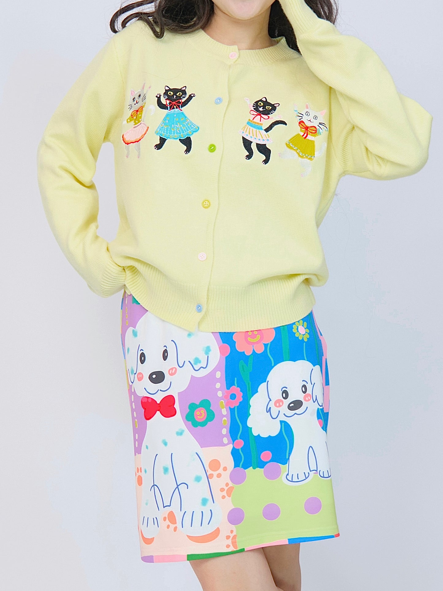 MeowMeow Bug – Decora Kei Candy Cat Short Knit Cardigan cardigan MeowMeow Bug