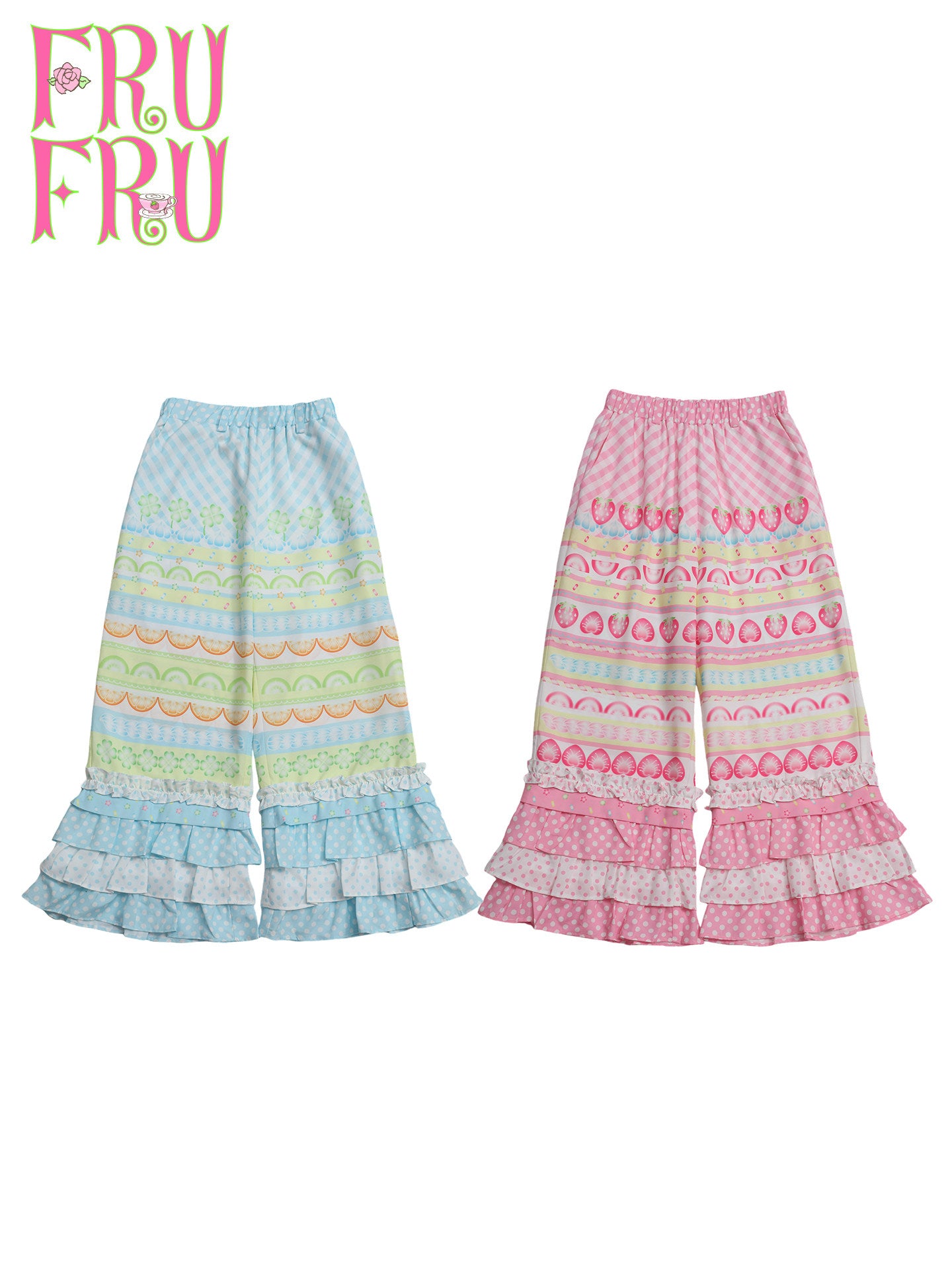 frufru - Fruit Plaid Patchwork Pants | Kawaii Harajuku Summer Fashion pants frufru