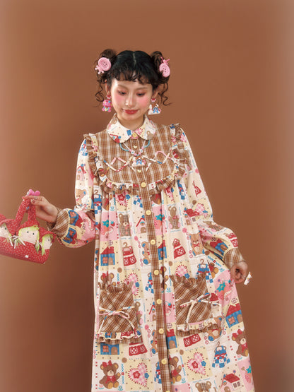 LutraJump - Decora Retro Brown Corduroy Dress dress Lutra Jump