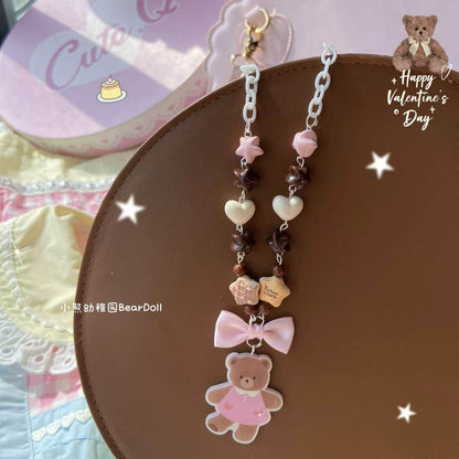 Bear Doll - Beaded Teddy Necklace necklace Bear Doll Pink Bow Bear Necklace