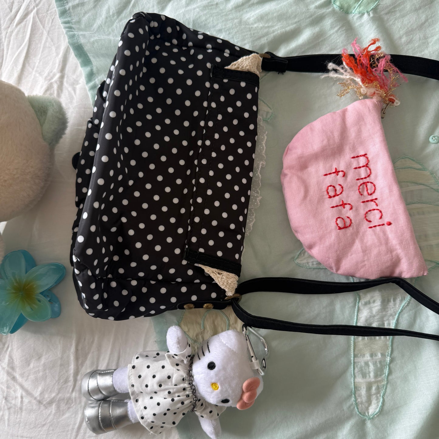 Hottie - Y2K Polka Dot Lace Trim Shoulder Bag