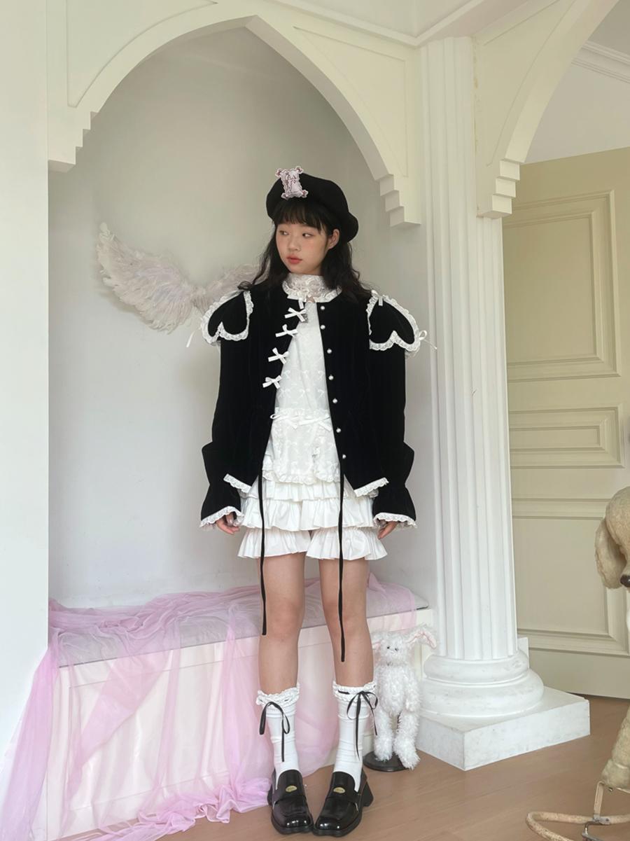 daytoday everyday institute - Girly Fashion Removable Sleeve Heart Velvet Top Vest vest daytoday everyday institute