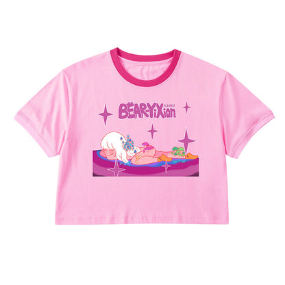 Allbubble - Bear Graphic Cropped T-Shirt shirt Allbubble