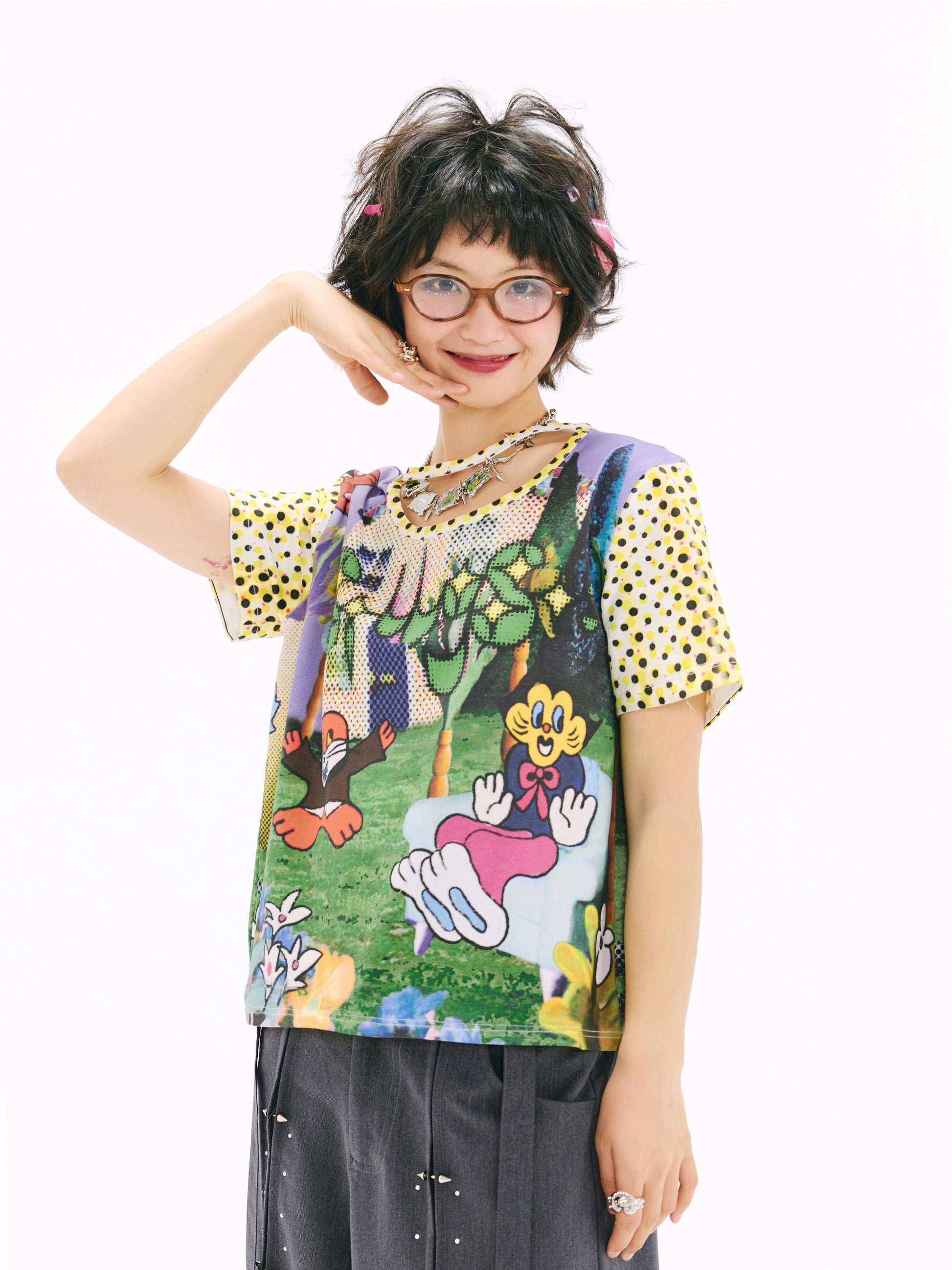 sillysis - Graffiti Y2K Stretch Tee shirt sillysis