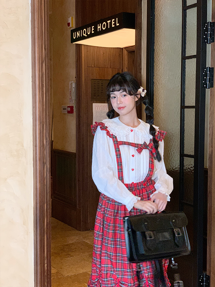 Mameya - Kawaii French Lace Double-Layer Collar Sweet Cotton Shirt blouse Mameya