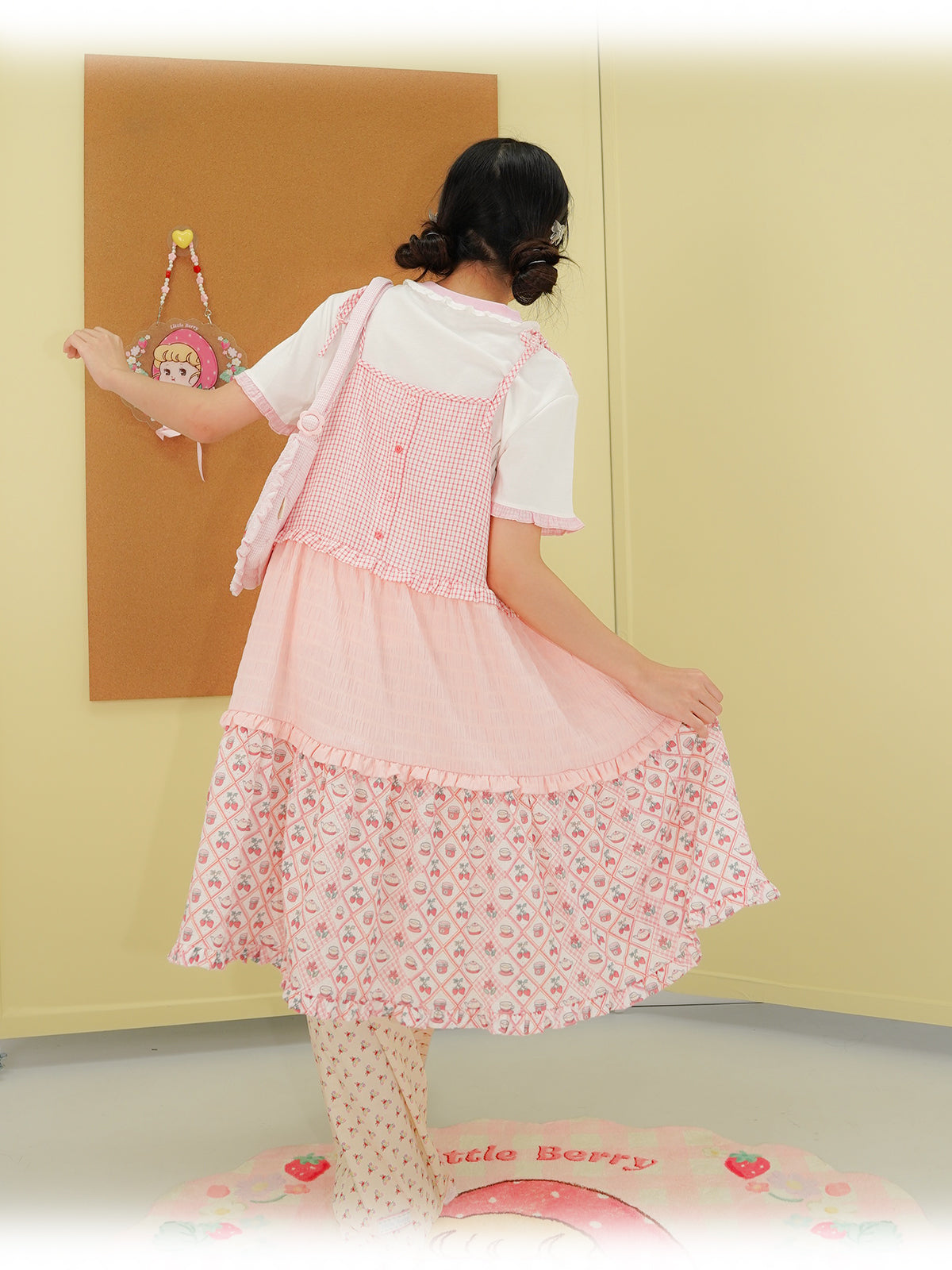 Little Berry - Kawaii Strawberry Patchwork Tie Dress dress Little Berry