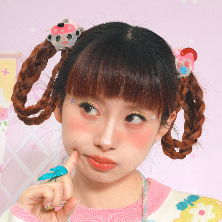 Lutra Jump Panda & House Hair Claw Clip | Kawaii Zircon Accent Grip | Decora Kei Acrylic Hair Clip hair clip Lutra Jump