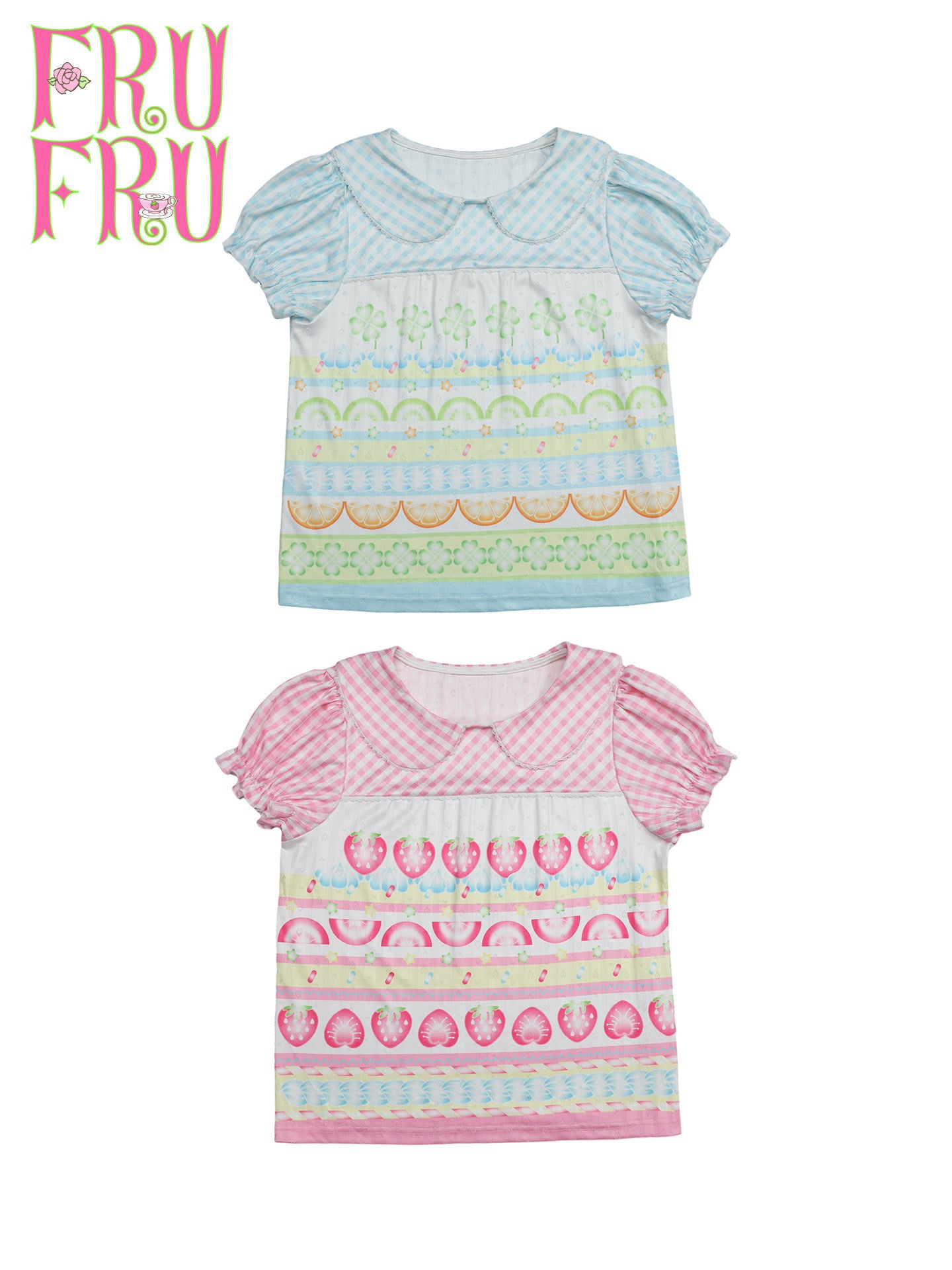 frufru - Strawberry Lime Clover Print T-Shirt | Kawaii Harajuku Summer Fashion blouse frufru