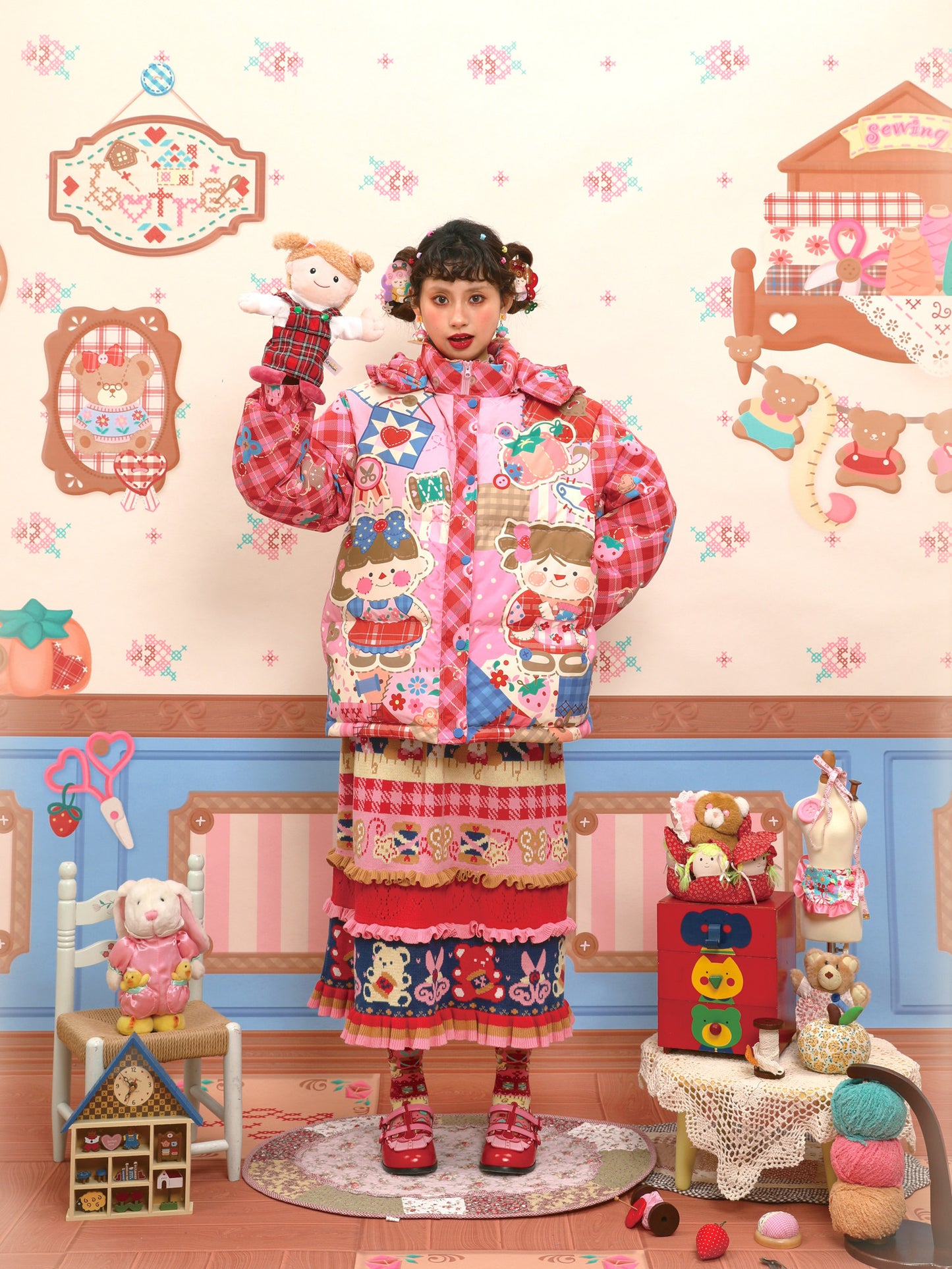 Lutra Jump - Decora Pink Down Hooded Jacket coat Lutra Jump