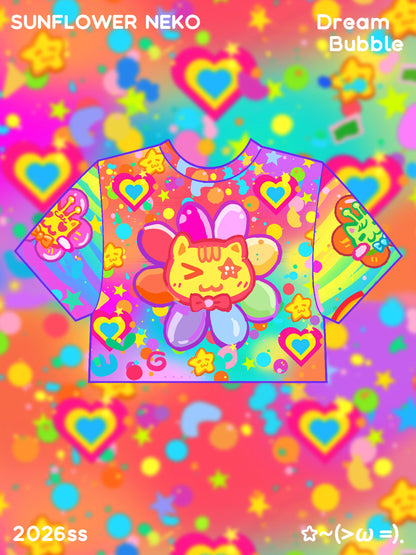 Dream Bubble - Sunflower Cat Crop Tee tshirt Dream Bubble