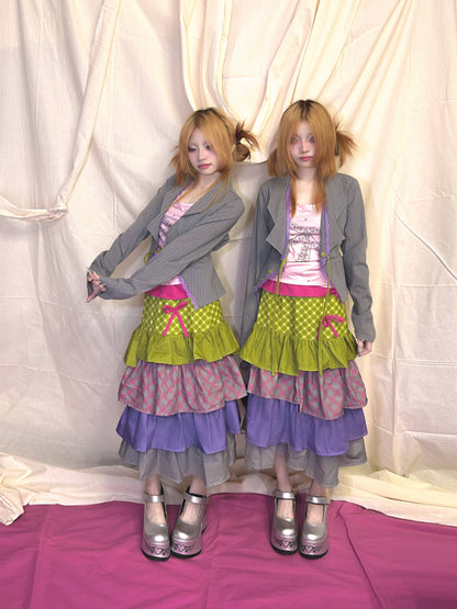 YJM with biubiu - Matcha Cake Layered Skirt skirt YJM with biubiu