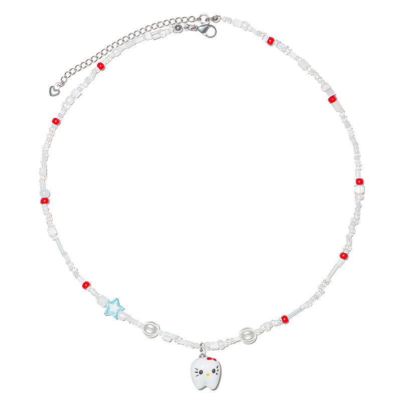 Pink Unicorn - Kawaii Beaded Kitty Pendant Necklace necklace pink unicorn