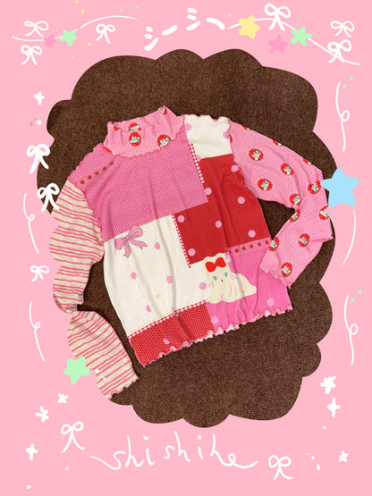 shishihshop - Kawaii Patchwork Cotton Top shirt shishihshop