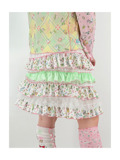 shishihshop - Kawaii Layered Print Skirt skirt shishihshop