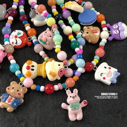 DuoXi - Color Bead Cartoon Resin Necklace necklace DuoXi