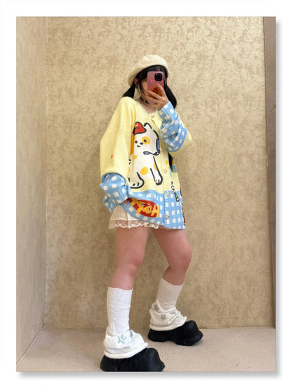 BIBULU - Kidcore Cat Print Cream Cardigan cardigan BIBULU