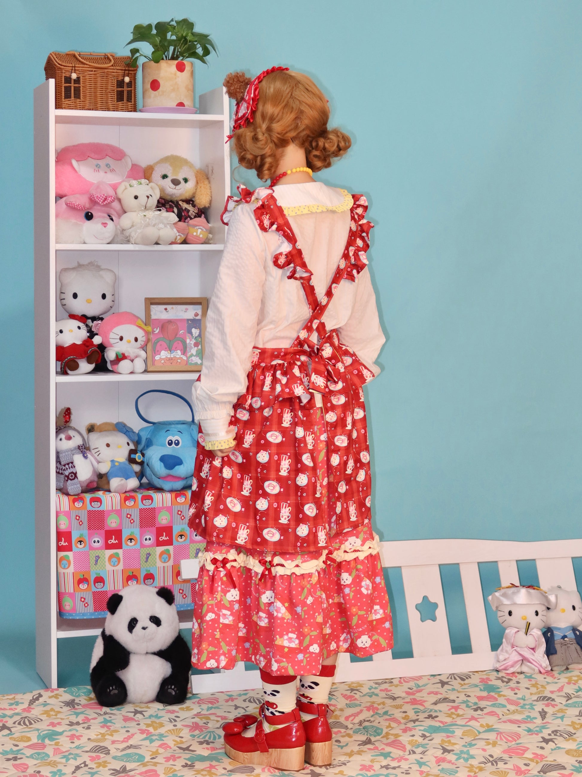 LULULULU - Kawaii Showa Retro Print Waterproof Apron Ruffled Cooking Dress dress LULULULU
