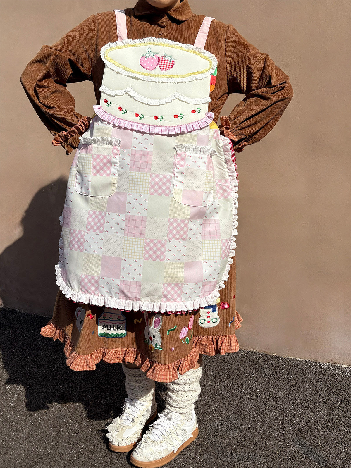 Little Berry - Strawberry Cake Embroidered Apron apron Little Berry
