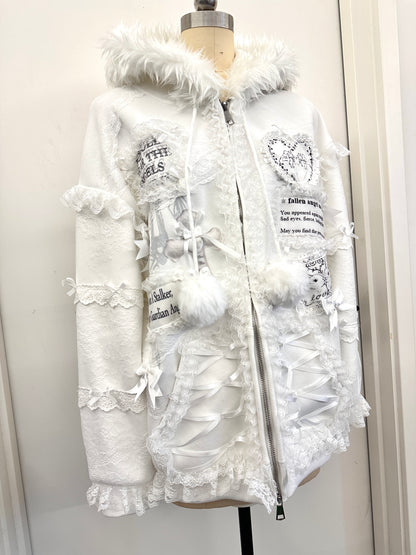 RedDevil - Harajuku Kawaii Lace Fleece Hoodie coat Red Devil