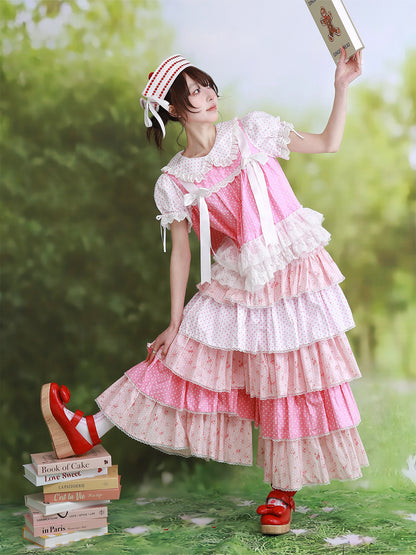 SOS MEME CLUB - Pink Polka Cake Pants skirt SOS MEME CLUB