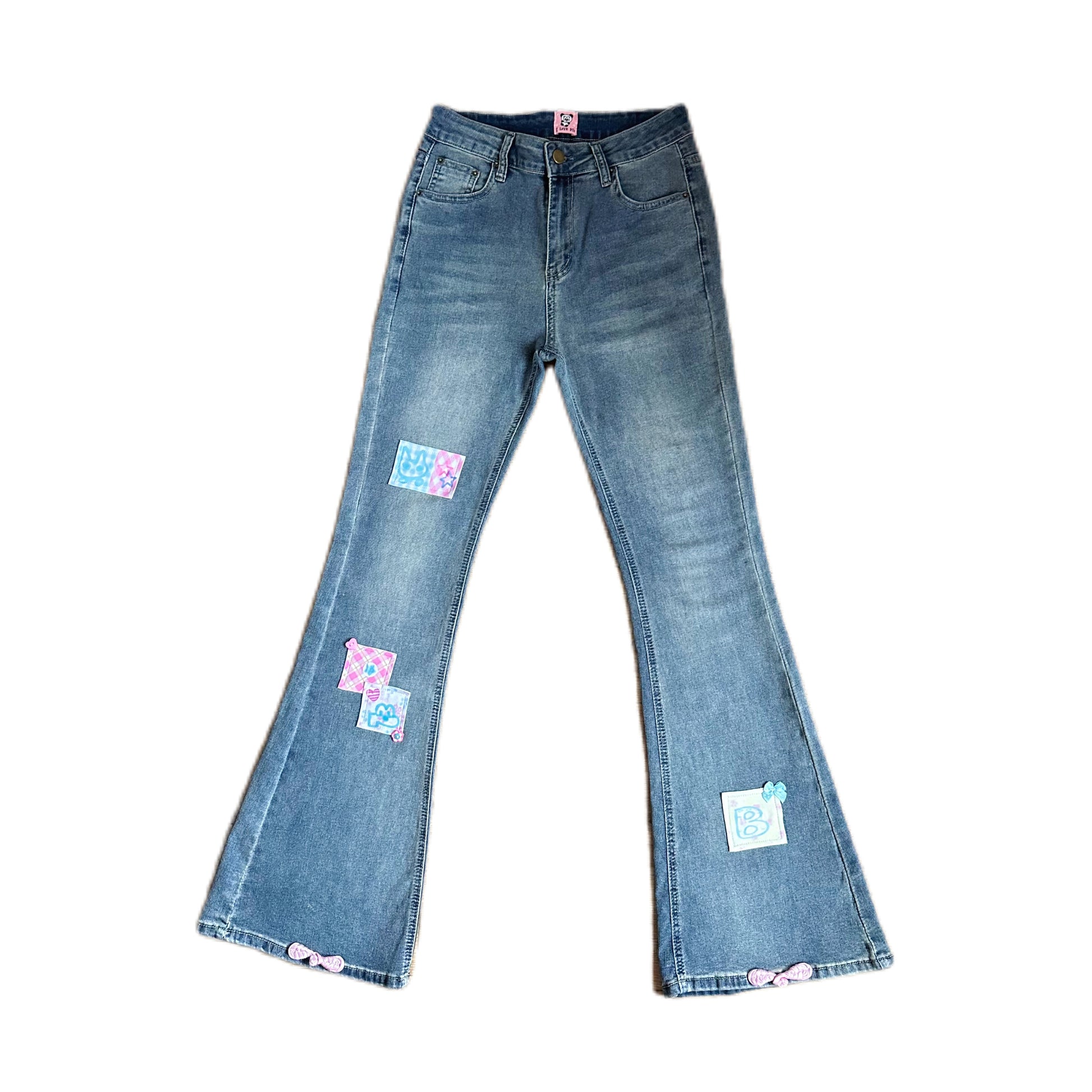 BodyTalk – Y2K Patchwork Low-Rise Flare Jeans jeans bodytalk XS
