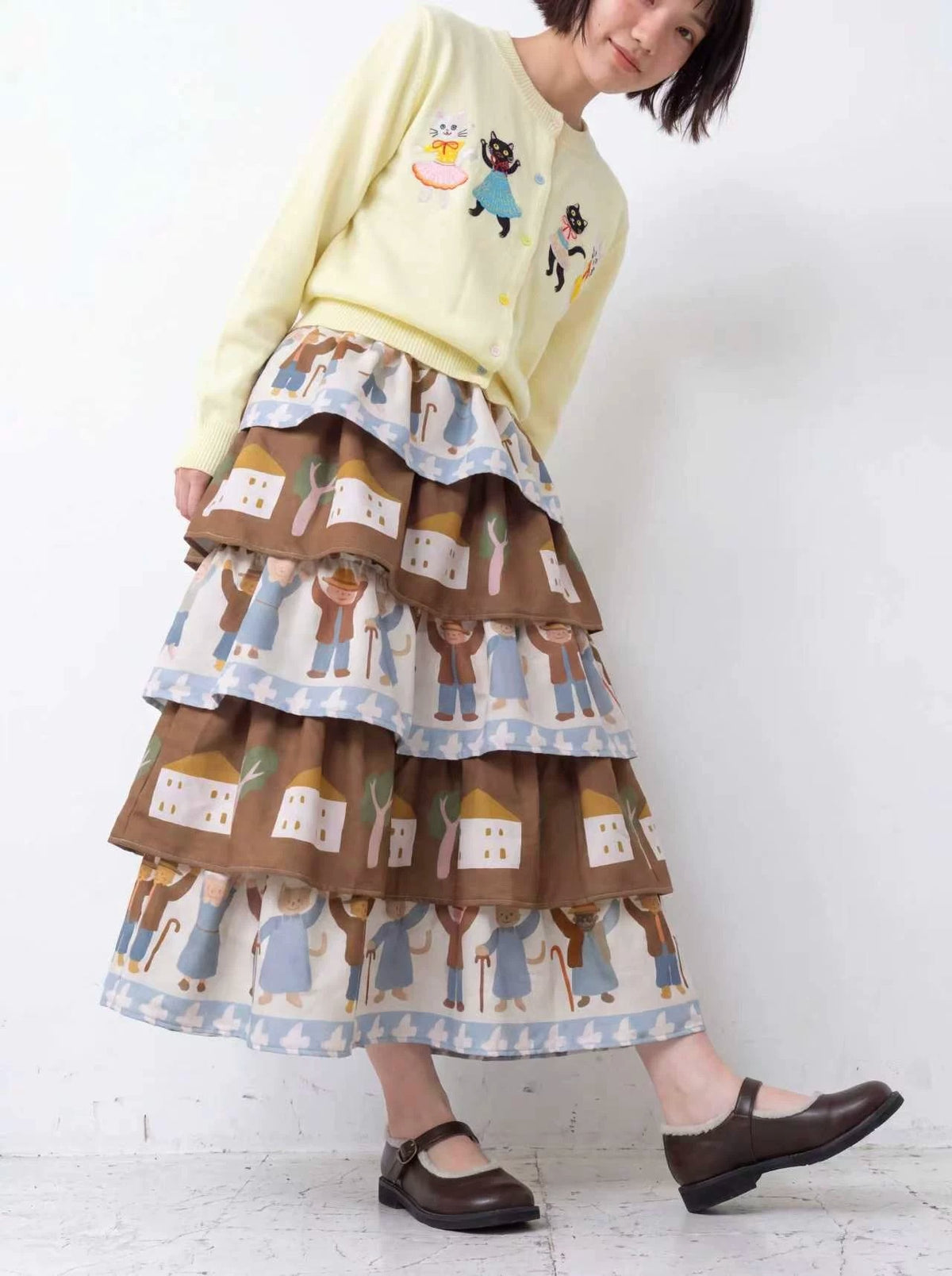 MeowMeow Bug - Vintage Farm Cat Layered Cake Skirt skirt MeowMeow Bug