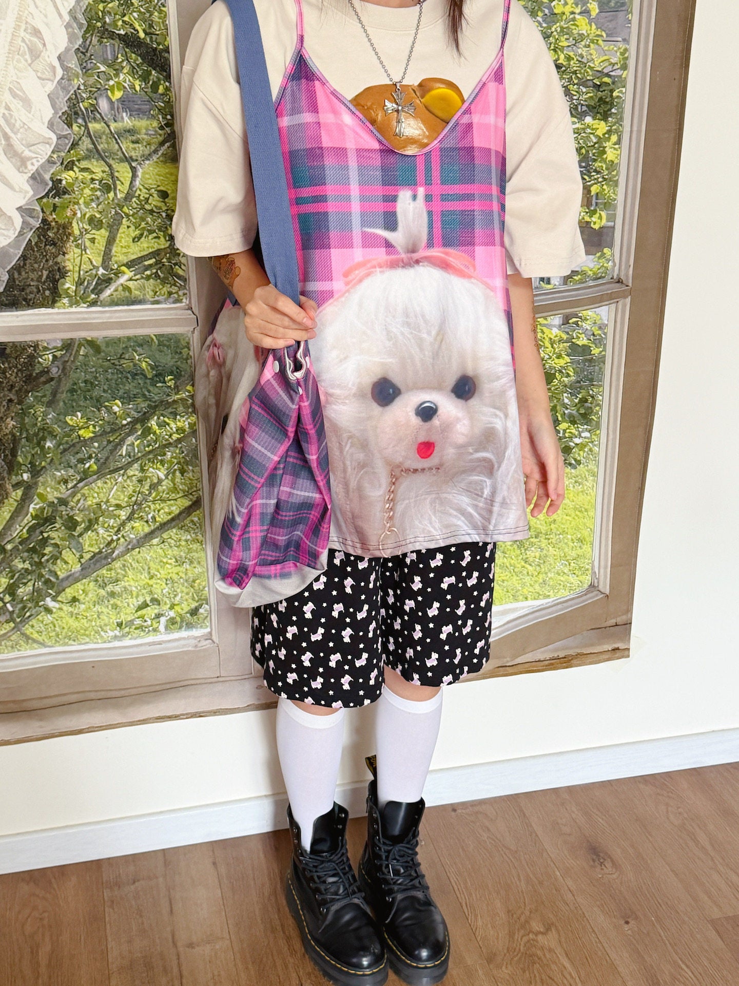 bunnybunnygun - Plaid Puppy Layered Cami camisole bunnybunnygun