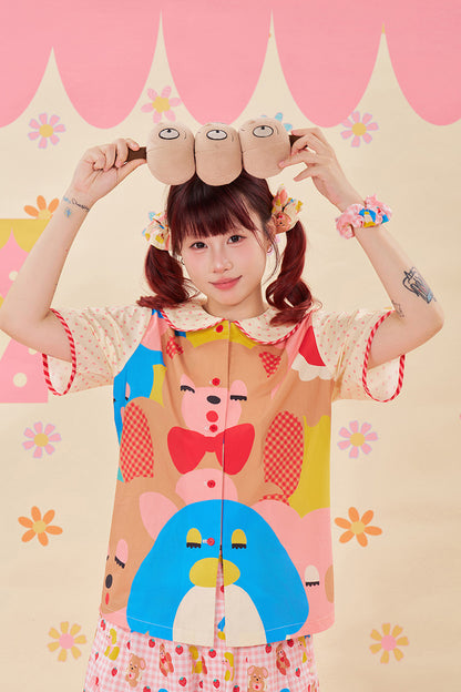 NIKKOU - Color Print Doll Shirt shirt Nikkou home