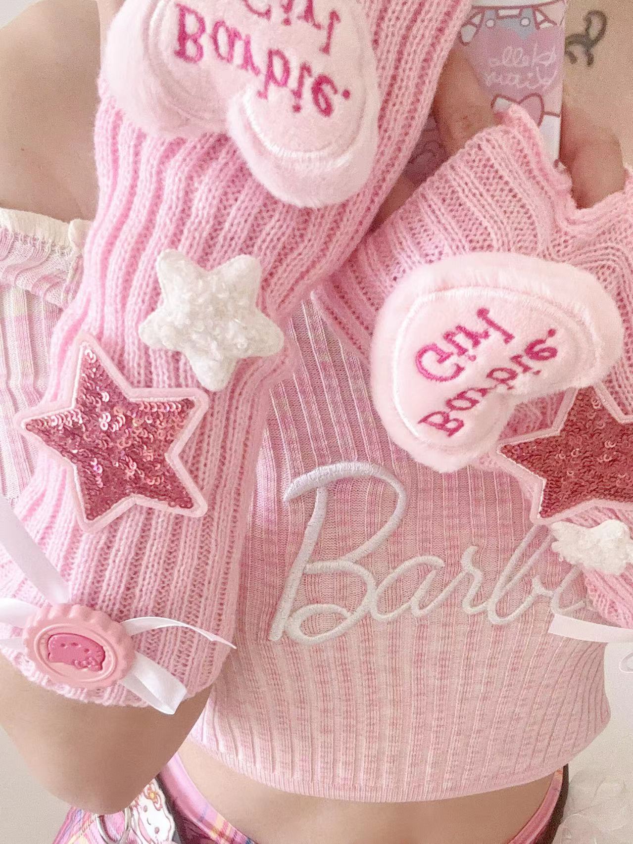 Hidden - Decora Knit Fingerless Gloves for Kawaii Sweet Girls sleeves hidden
