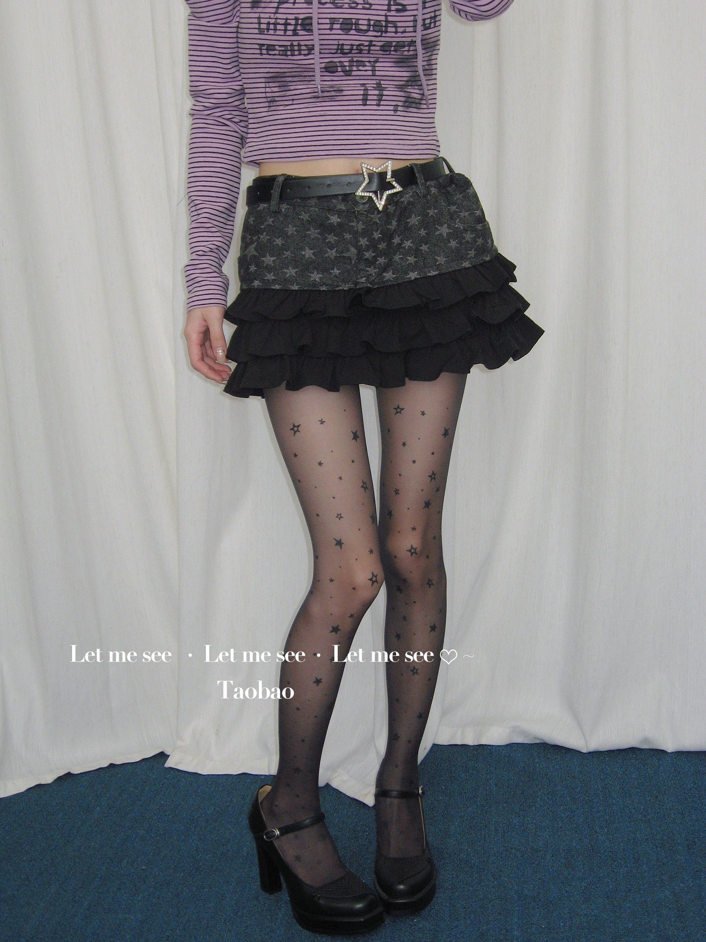 LET ME SEE - Kawaii Star Print Tights tights let me see