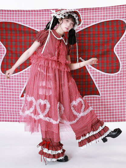 SOS MEME CLUB - Showa Retro Mesh Overlay Dress dress SOS MEME CLUB