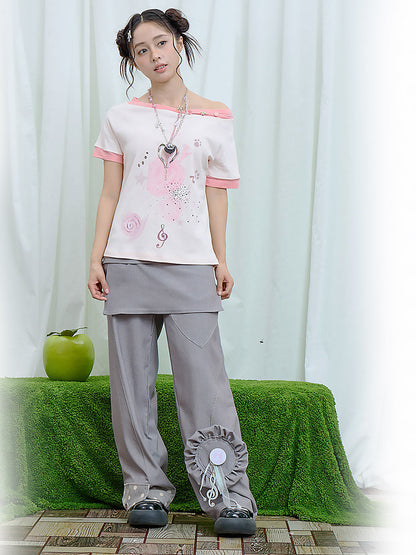 Moon Meadow - Music Note Wide Leg Pants PANTS Moon Meadow