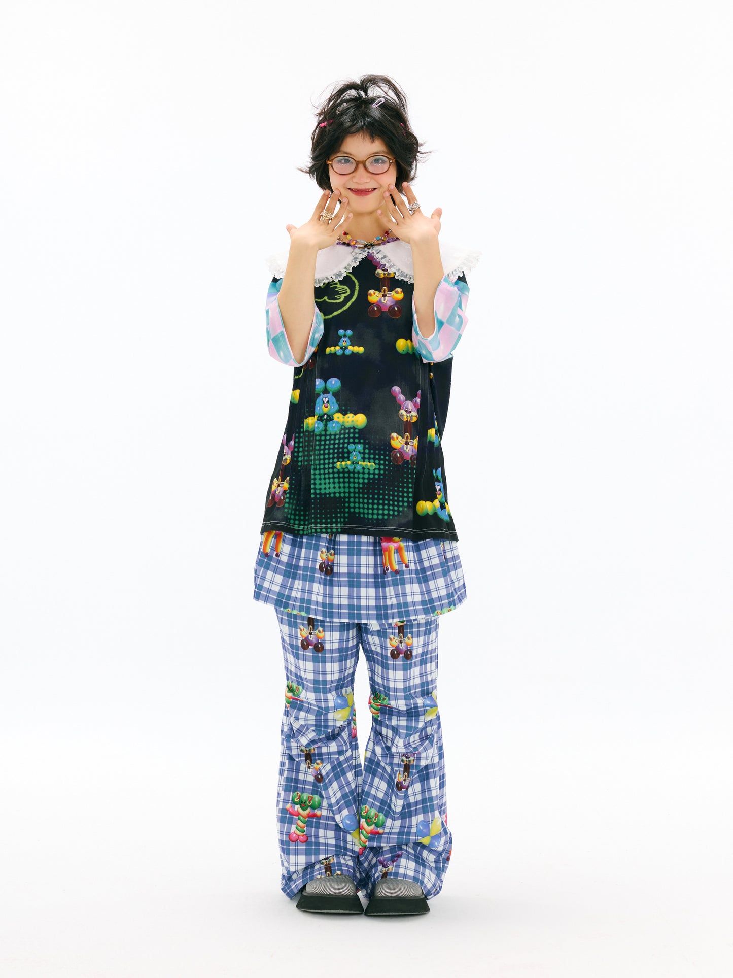 sillysis - Kawaii Plaid Multi-Way Pants pants sillysis