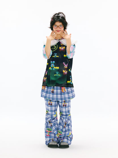 sillysis - Kawaii Plaid Multi-Way Pants pants sillysis