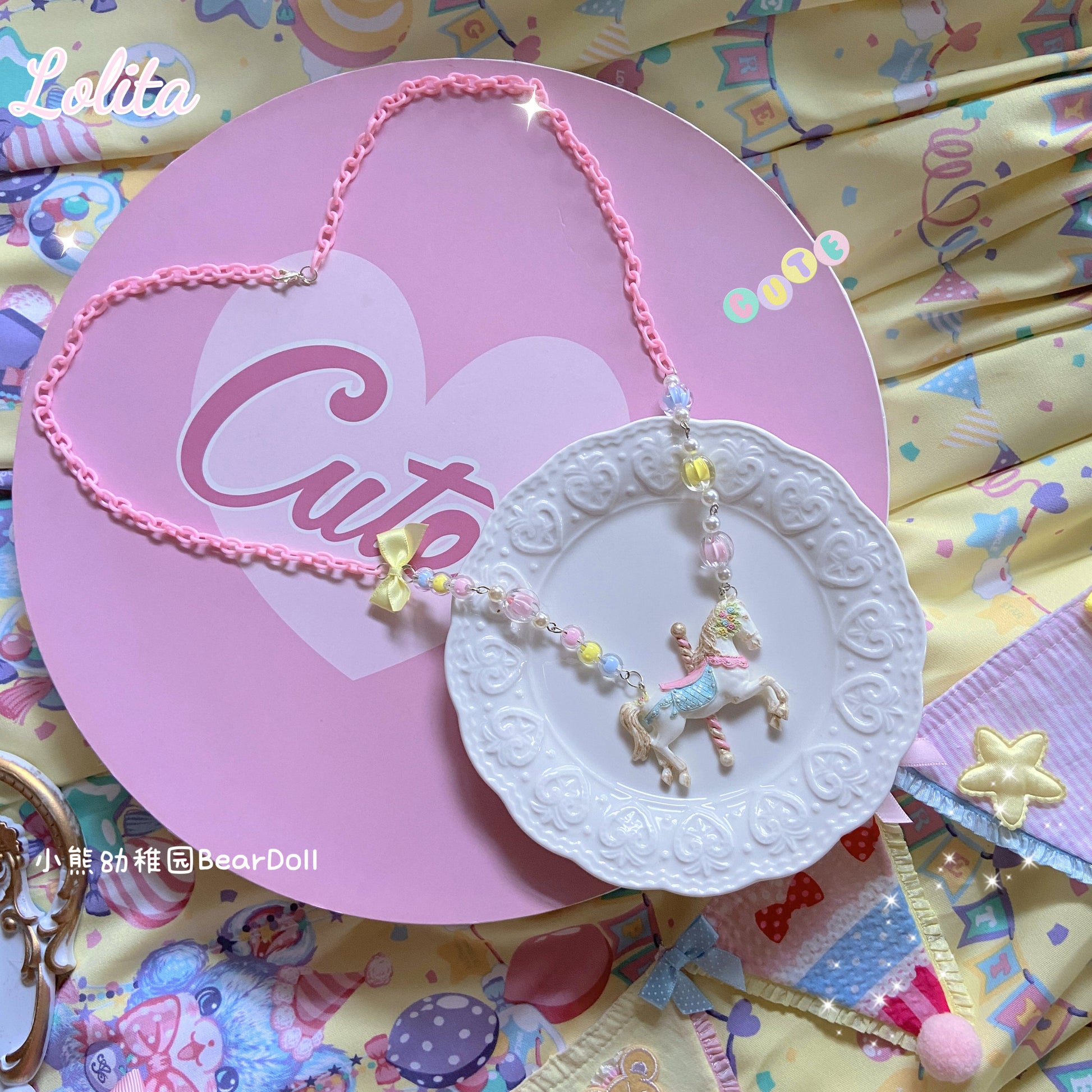 Bear Doll - Decora Kei Sweet Carousel Horse Necklace necklace Bear Doll