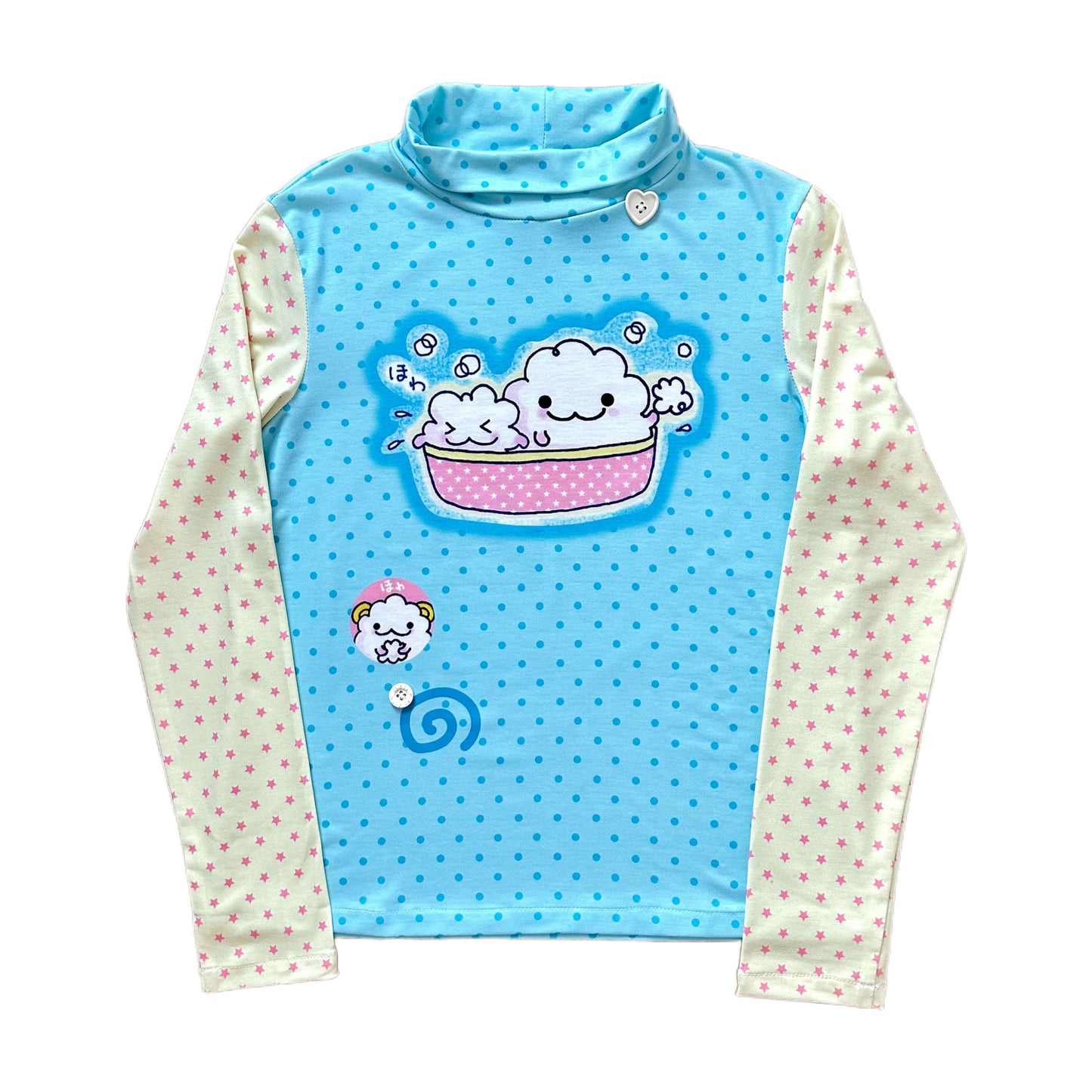 Bodytalk - Kawaii Y2K Star-Sleeve Polka Dot Top sweatshirt bodytalk