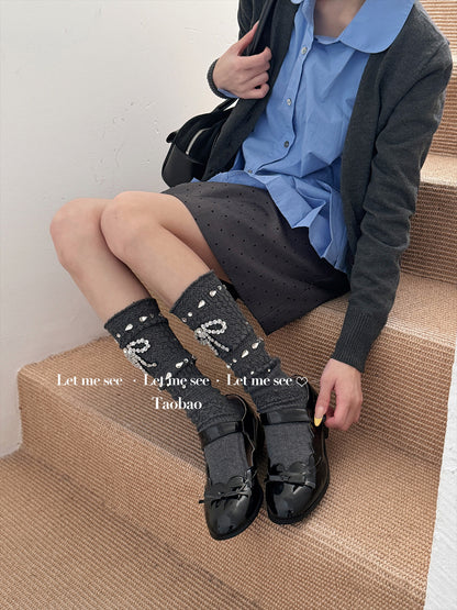 LET ME SEE - Ballet Bow Rhinestone Crew Socks socks let me see