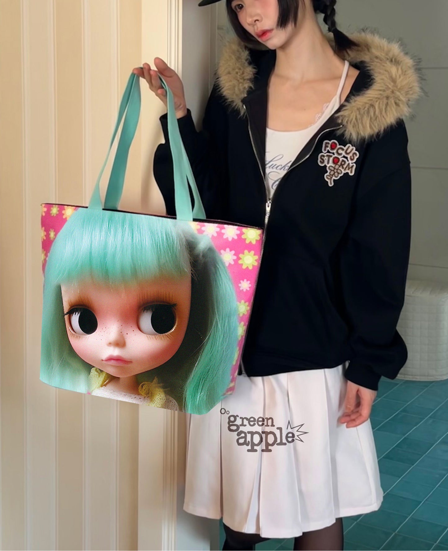 Oogreenapple - Y2K Doll Print Tote Bag bag Oogreenapple