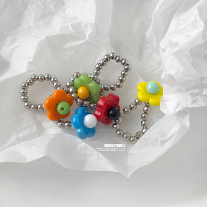 DuoXi - Color Flower Bead Stretch Ring ring DuoXi