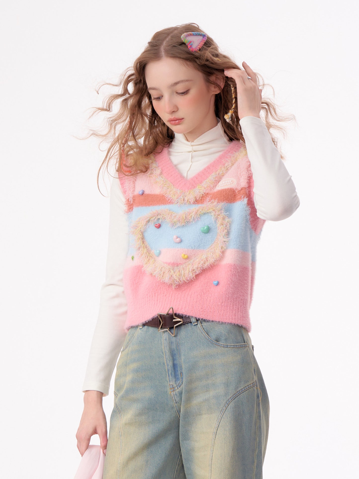 ziziFei - Girly Kei Heart Knit Vest vest ziziFei