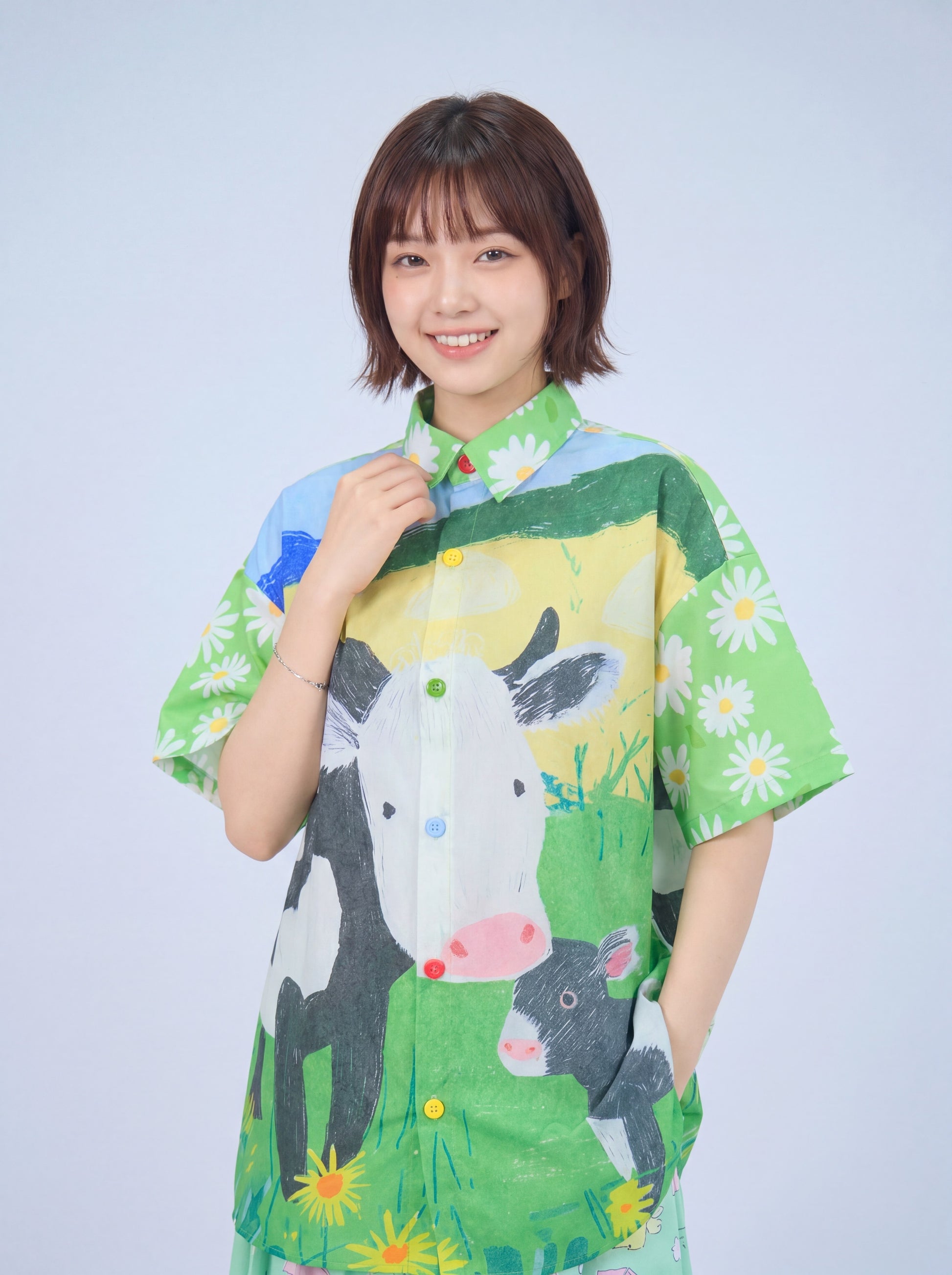MeowMeow Bug - Green Cow Print Shirt shirt MeowMeow Bug