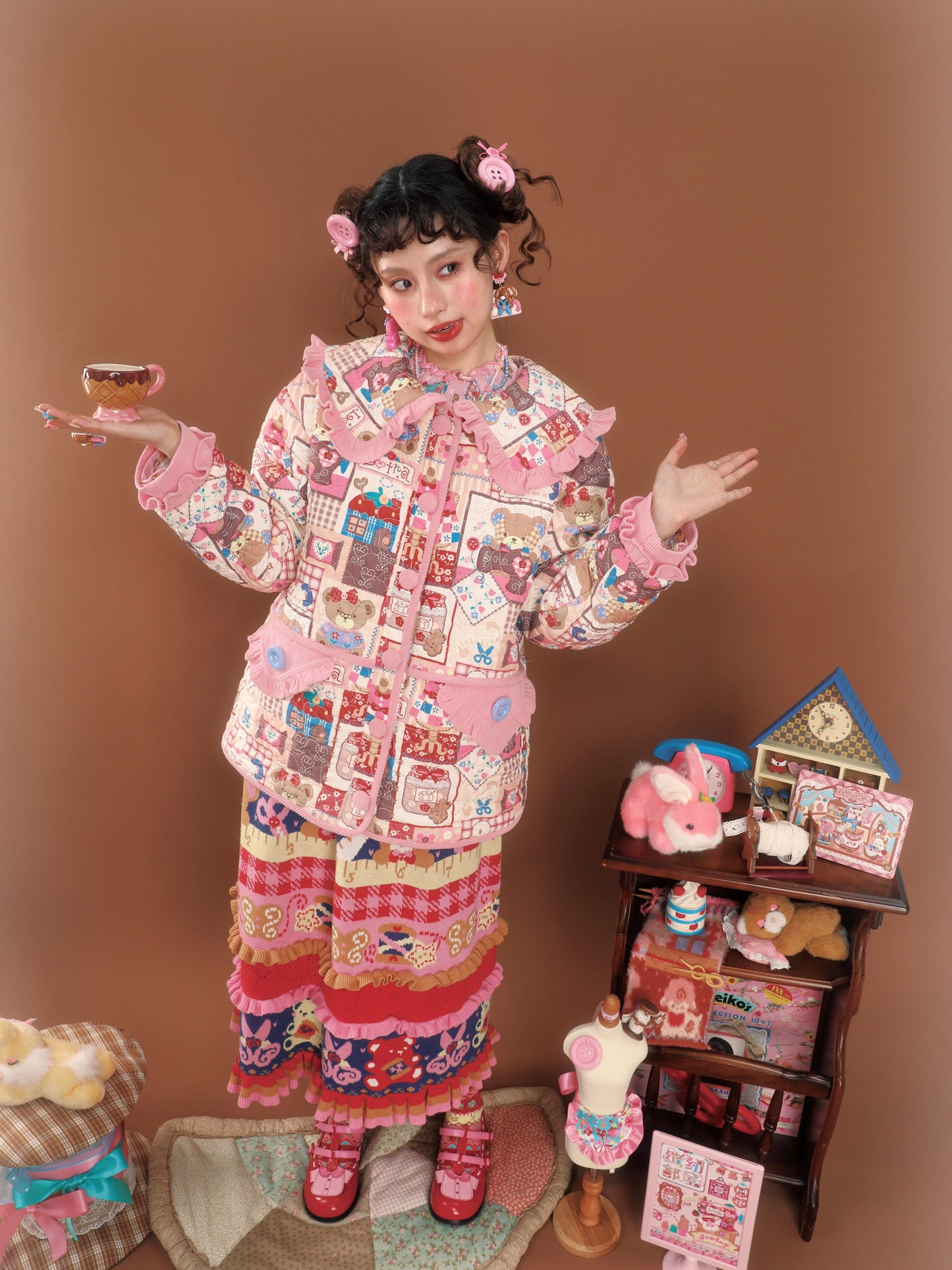 LutraJump - Decora Kei Patchwork Padded Jacket coat Lutra Jump