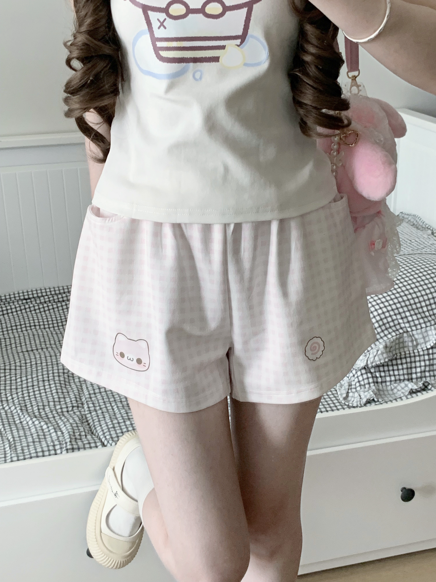 Blurred Bear - Plaid Cute Summer Shorts shorts Blurred Bear