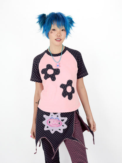 Nihonkids - 90s Floral Polka Dot Raglan Tee tshirt NIHON KIDS